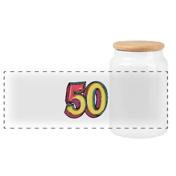 Bande dessinée à 50 numéros - Boîte à biscuits avec couvercle en bois - blanc - Devant