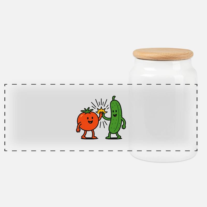 Veggie Bros - Panorama Keksdose mit Holzdeckel - Weiß