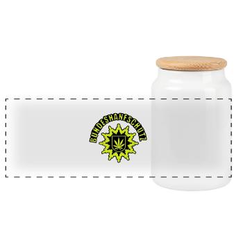 Federal Hemp protection, simplistic, with - Panoramic Cookie Jar with Wooden Lid - white - Front