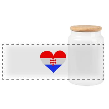 Coeur Croatie - Boîte à biscuits avec couvercle en bois - blanc - Devant