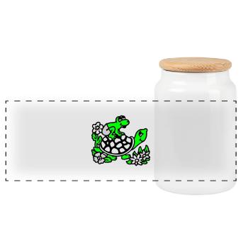 frogg & turtle / frosch & schildkroete - Panorama Keksdose mit Holzdeckel - Weiß - Vorne
