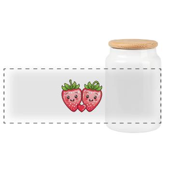 Fraises Couple Amour Coeur Bande Dessinée - Boîte à biscuits avec couvercle en bois - blanc - Devant