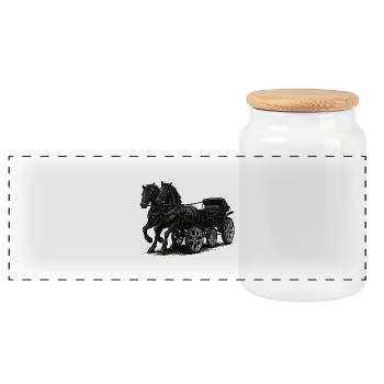 Carriage with modern chrome rims - Panoramic Cookie Jar with Wooden Lid - white - Front