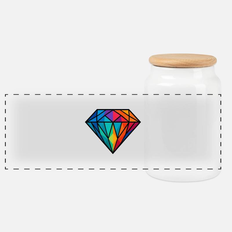 Diamant - Panorama Keksdose mit Holzdeckel - Weiß
