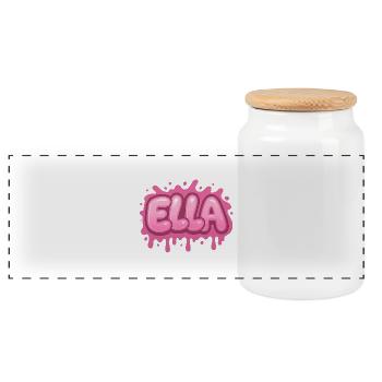 Graffiti ELLA Name Gift Ideal Printable - Panoramic Cookie Jar with Wooden Lid - white - Front