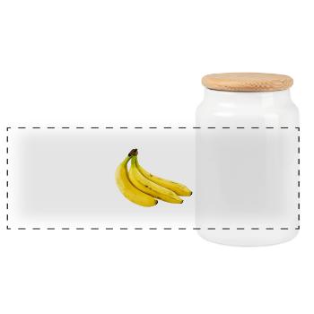 banana - Panoramic Cookie Jar with Wooden Lid - white - Front