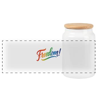 Liberté - Boîte à biscuits avec couvercle en bois - blanc - Devant