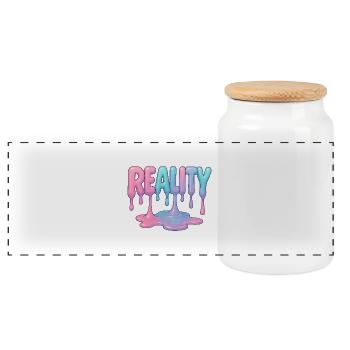 Réalité - Police pastel dégoulinante - Boîte à biscuits avec couvercle en bois - blanc - Devant