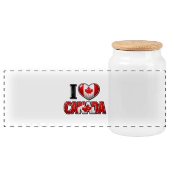 I Love Canada – Cœur avec feuille d’érable  - Boîte à biscuits avec couvercle en bois - blanc - Devant