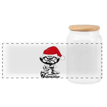 Ich hasse Weihnachten Gnome xmas - Panorama Keksdose mit Holzdeckel - Weiß - Vorne