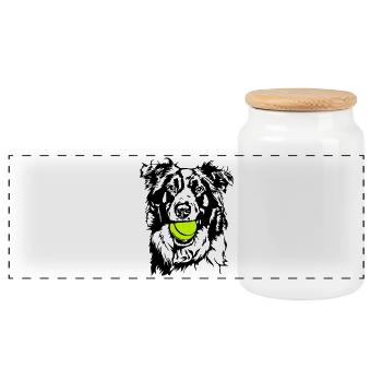 Border Collie Ball Ball Junkie Dogs Wilsigns - Boîte à biscuits avec couvercle en bois - blanc - Devant