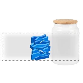 Waves & Dolphins (3D) - Panoramic Cookie Jar with Wooden Lid - white - Front