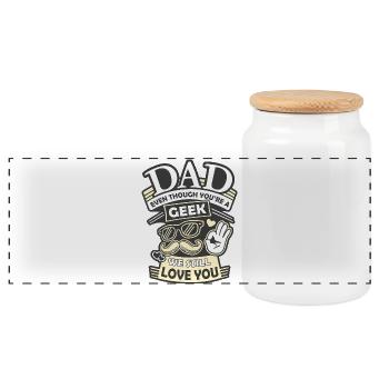 Daddy you're a geek - Panoramic Cookie Jar with Wooden Lid - white - Front
