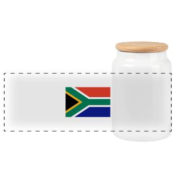 Drapeau Afrique du Sud - Boîte à biscuits avec couvercle en bois - blanc - Devant