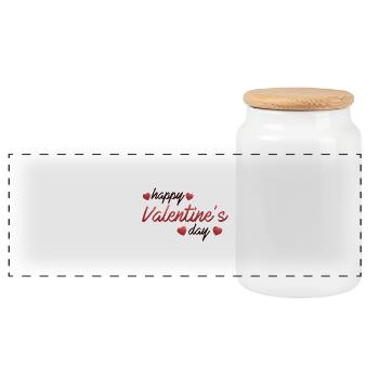 Happy Valentines Day besondere Liebe Affekt Zitate - Panorama Keksdose mit Holzdeckel - Weiß - Vorne