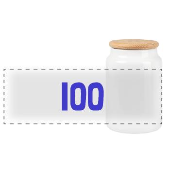 100. 100 YEARS. 100th ANNIVERSARY. 100 BIRTHDAY - Panoramic Cookie Jar with Wooden Lid - white - Front