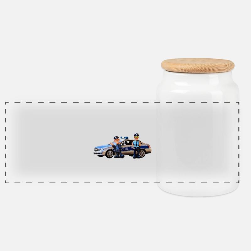 Polizeiauto - Panorama Keksdose mit Holzdeckel - Weiß