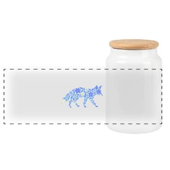 Nordic Floral - Heller Blaufuchs - Panorama Keksdose mit Holzdeckel - Weiß - Vorne