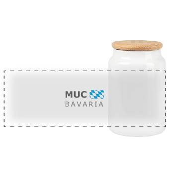 MUC BAVARIA dark-lettered - Panorama Keksdose mit Holzdeckel - Weiß - Vorne