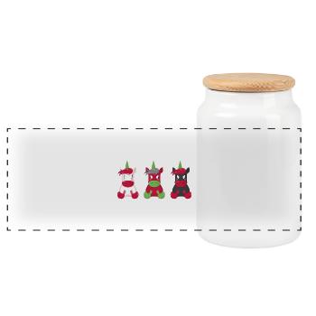 Licorne - Boîte à biscuits avec couvercle en bois - blanc - Devant