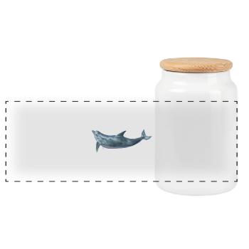 Delfin - Panorama Keksdose mit Holzdeckel - Weiß - Vorne