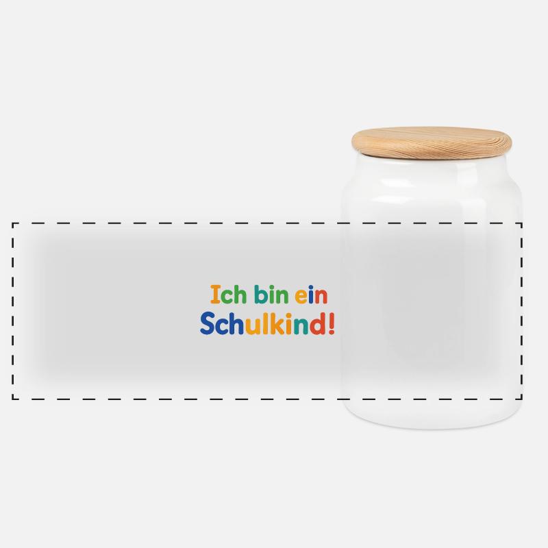 Ich bin ein Schulkind!  - Panorama Keksdose mit Holzdeckel - Weiß