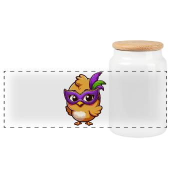 Mardi Gras Küken Süße Henne Cartoon Design - Panorama Keksdose mit Holzdeckel - Weiß - Vorne
