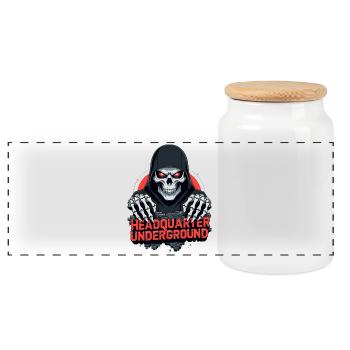 Gangster Skull - Panoramic Cookie Jar with Wooden Lid - white - Front