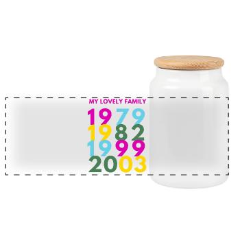 my lovely family .. in years. Your family - Panoramic Cookie Jar with Wooden Lid - white - Front