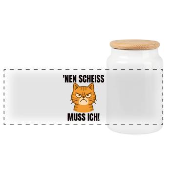 Bureau de travail Drôle Chat Vilain Dicton Coquin - Boîte à biscuits avec couvercle en bois - blanc - Devant