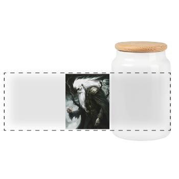 Magicien mythique aux cheveux blancs - Boîte à biscuits avec couvercle en bois - blanc - Devant
