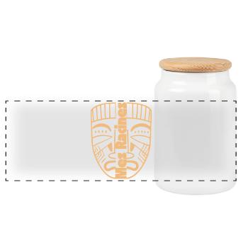 Masque Tribal Minimaliste Beige - Boîte à biscuits avec couvercle en bois - blanc - Devant