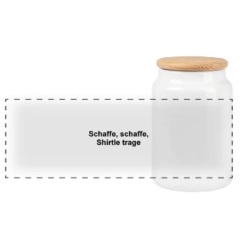 Schaffe, schaffe - Panorama Keksdose mit Holzdeckel - Weiß - Vorne