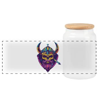 Viking Skeleton - Panoramic Cookie Jar with Wooden Lid - white - Front