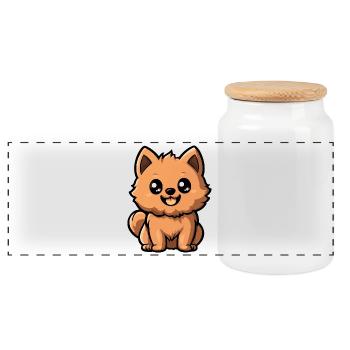 Zwergspitz Hund Niedlich Pomeranian - Panorama Keksdose mit Holzdeckel - Weiß - Vorne