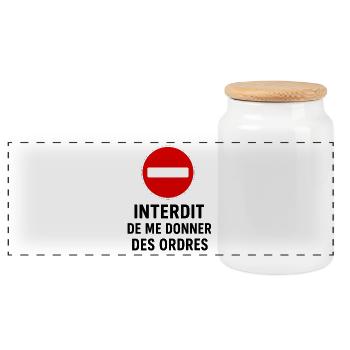 Interdit de me donner des ordres - Boîte à biscuits avec couvercle en bois - blanc - Devant