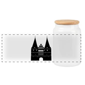 Holstentor, Lübeck - Panorama Keksdose mit Holzdeckel - Weiß - Vorne