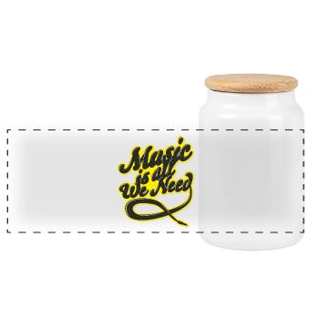 Music is all we need - Boîte à biscuits avec couvercle en bois - blanc - Devant