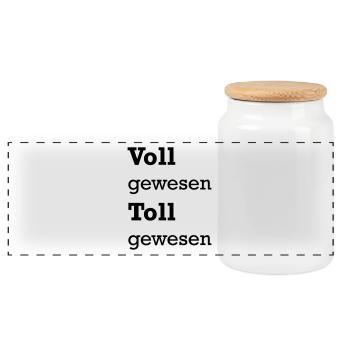 Voll gewesen Toll gewesen - Panorama Keksdose mit Holzdeckel - Weiß - Vorne