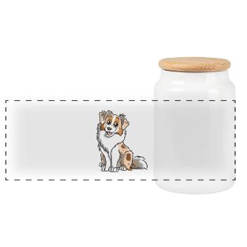 Berger Australien Rouge Merle - Boîte à biscuits avec couvercle en bois - blanc - Devant