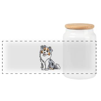 Berger Australien Bleu Merle - Boîte à biscuits avec couvercle en bois - blanc - Devant
