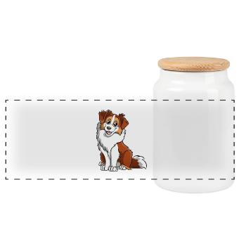Australian Shepherd Red Habs - Panoramic Cookie Jar with Wooden Lid - white - Front