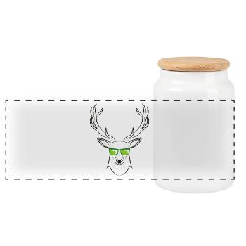 cool deer - Panorama Keksdose mit Holzdeckel - Weiß - Vorne