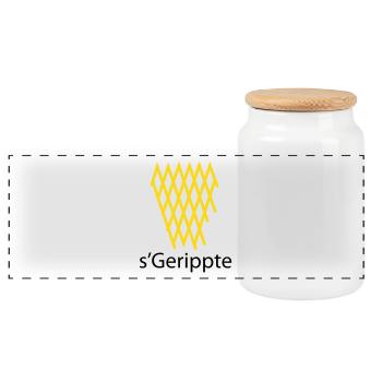 s'Gerippte Frankfurt Design #Geripptes #069 - Panorama Keksdose mit Holzdeckel - Weiß - Vorne
