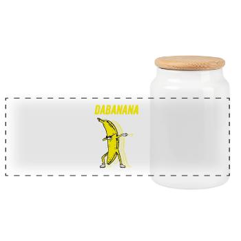 Dabanana - Panorama Keksdose mit Holzdeckel - Weiß - Vorne
