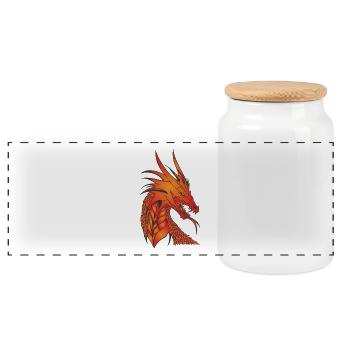 Wonderful mythical dragon - Panoramic Cookie Jar with Wooden Lid - white - Front