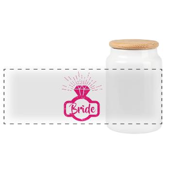 Bride pink grunge 1c - Panoramic Cookie Jar with Wooden Lid - white - Front