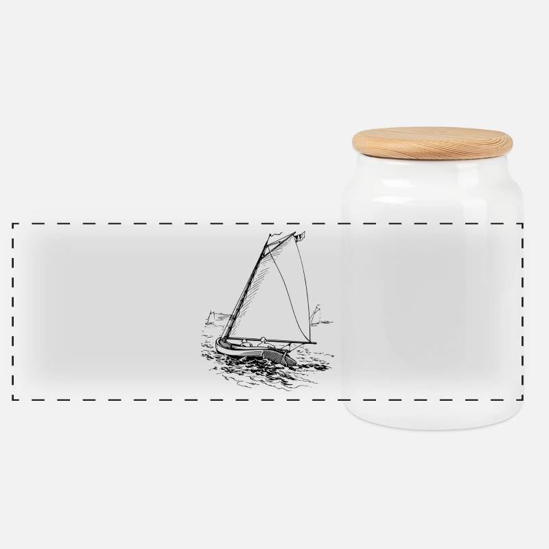 Segeln - Panorama Keksdose mit Holzdeckel - Weiß