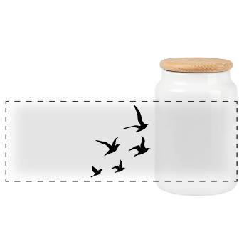 Flying Swallows - Panoramic Cookie Jar with Wooden Lid - white - Front