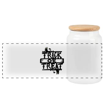Trick or Treat Glücklicher Halloween Horror Design - Panorama Keksdose mit Holzdeckel - Weiß - Vorne